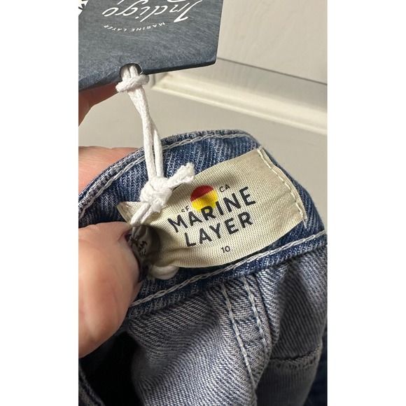 Marine Layer Emilia Mini Skirt Medium Wash Denim Button Front Size 10 NWT - Picture 5 of 7